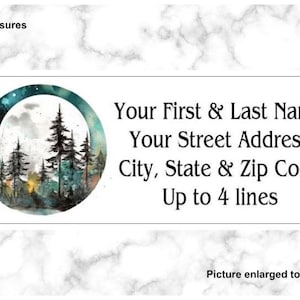 Set of 150 Beautiful Full Moon Forest Trees  Return Mailing Address Labels Personalized up to 4 lines  1 x 2 5/8