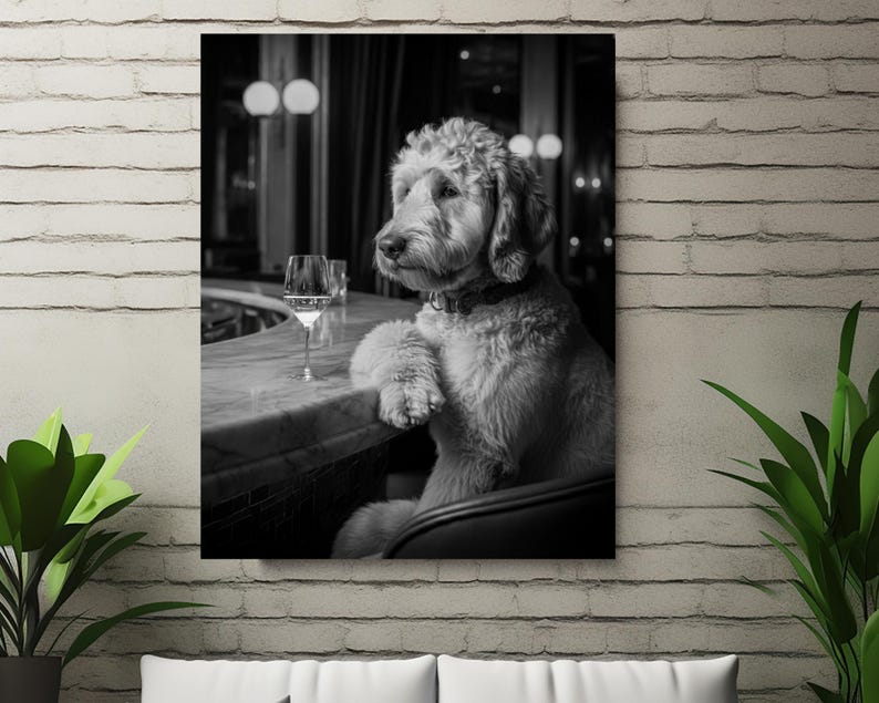 Golden Doodle Dog Alcohol Wall Art, Golden Doodle Print, Kitchen Décor, Dining Room art, Dog Gift, Alcohol Print, Bar Cart Décor #AL3 image 6