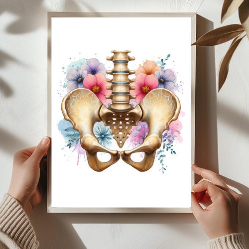 Impression d'art florale du plancher pelvien : décoration anatomie aquarelle (téléchargement numérique) #AT12