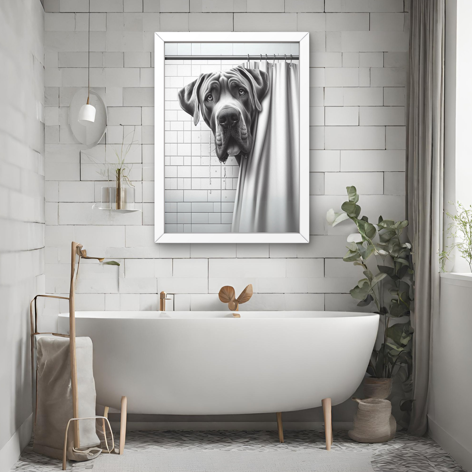 Hunde-Duschvorhang Mit Sonnenuntergangs-Motiv – 178x178 Cm, Wasserdichtes Polyester, Inkl. 12 Haken