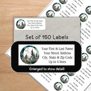 Full Moon Forest Personalized Return Address Labels (Set of 150) Full Moon Mailing Stickers for cards, stationary
