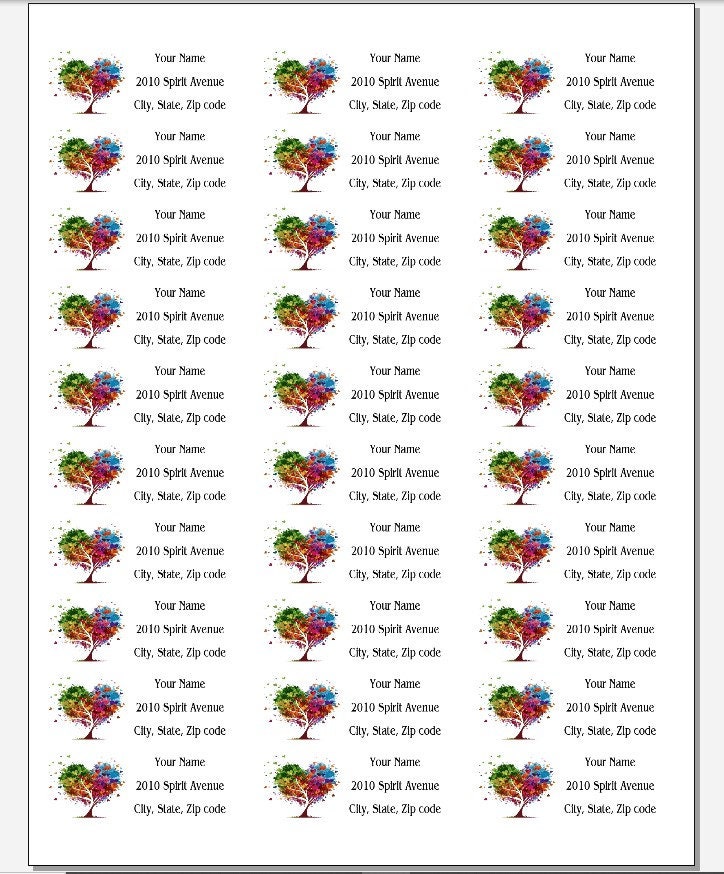 Tree Address Labels Unique Heart Shaped Tree Address Labels, Return Mailing Stickers ...