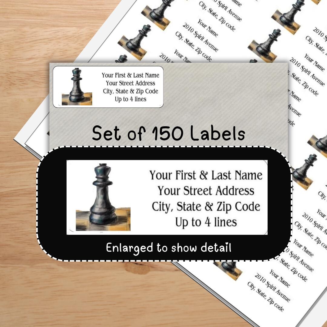 Chess Game Piece Address Labels, Pawn Personalized Return Mailing ...