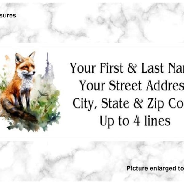 Return Mailing Address Labels Red Fox in Woods Forest Set of 150 Personalized up to 4 lines  1 x 2 5/8 Stickers Self Adhesive