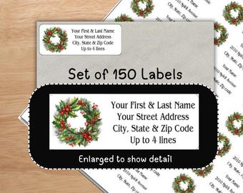Christmas Angel Rolled Return Address Labels - Personalized Holiday Labels With Plastic Dispenser
