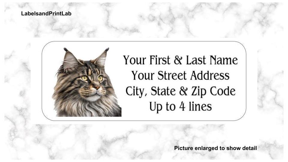 Maine Coon Cat Address Labels, Cat Return Mailing Stickers, Cat Lover ...