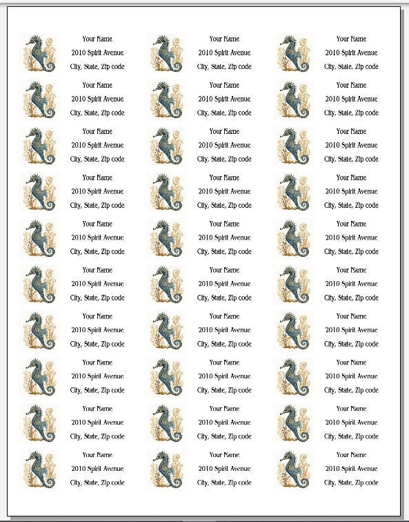 Seahorse Return Address Labels Ocean Theme Mailing Stickers Personalized Labels Custom Labels ...