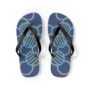 Grate Things Midnight Blue Flip Flops Vacation Sandals Swim and Pool Sandals