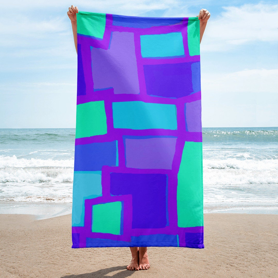 Short Circuit Purple Beach Towel Swim Towel by M.C. Selfridge Etsy