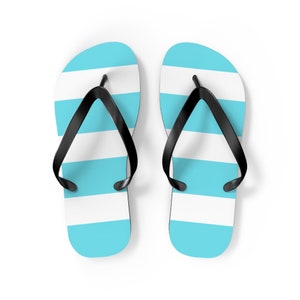 Simply Stripes High Tide Aqua Flip Flops Beachwear Swimwear Vacation Sandals Swim and Pool Sandals