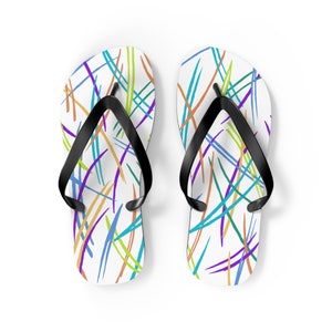 Rainbow Pines Flip Flops White Beachwear and Swimwear Vacation Sandals Swim Pool Sandals