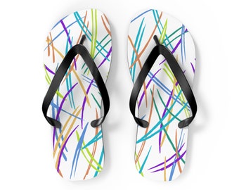 Rainbow Pines Flip Flops White Beachwear and Swimwear Vacation Sandals Swim Pool Sandals