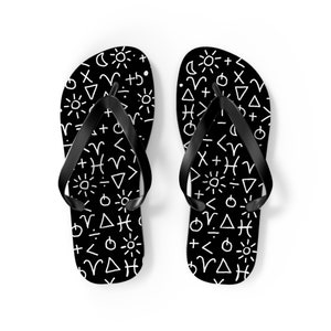 Playing The Symbols White Lined Flip Flops Beachwear and Swimwear Vacation Sandals Swim Pool Sandals
