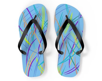 Rainbow Pines Flip Flops Blue and Swimwear Vacation Sandals Swim Flip Flops