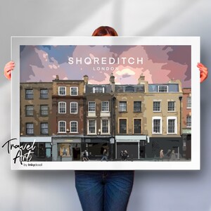 Shoreditch London Print - Retro Reise Poster - Geschenk für besondere Lage