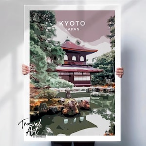 Kyoto Japan Print or Canvas | Zen Temple Wall Art | Japanese Garden Travel Poster | Kyoto Minimalist Print | Asian Home Gift