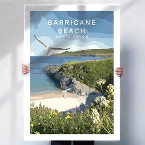 Barricane Beach Print or Canvas | North Devon Travel Poster | Coastal Wall Art UK | Seaside Home Decor Gift