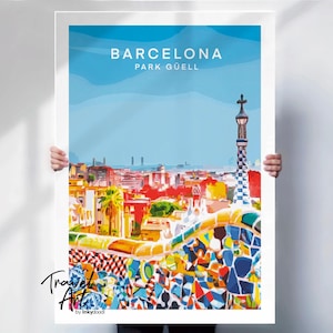 Barcelona Travel Poster - Park Gell Print - Spanish Wall Art - Travel Prints