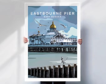 Eastbourne Pier Print - Coastal Wall Art - UK Seaside Decor