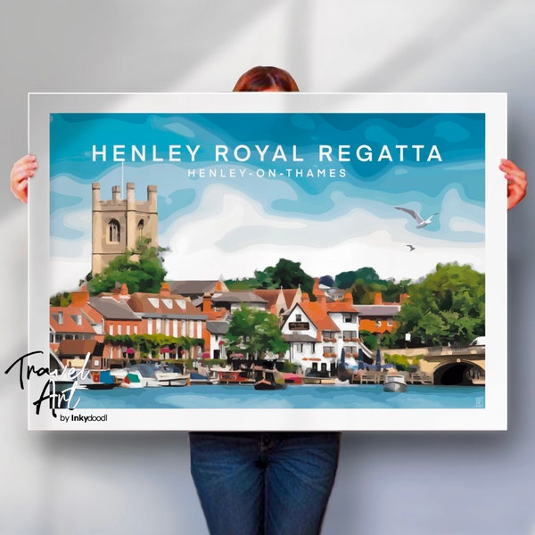 Henley on Thames poster , Henley Regatta poster , Henley poster , Henley Regatta print , travel art poster print