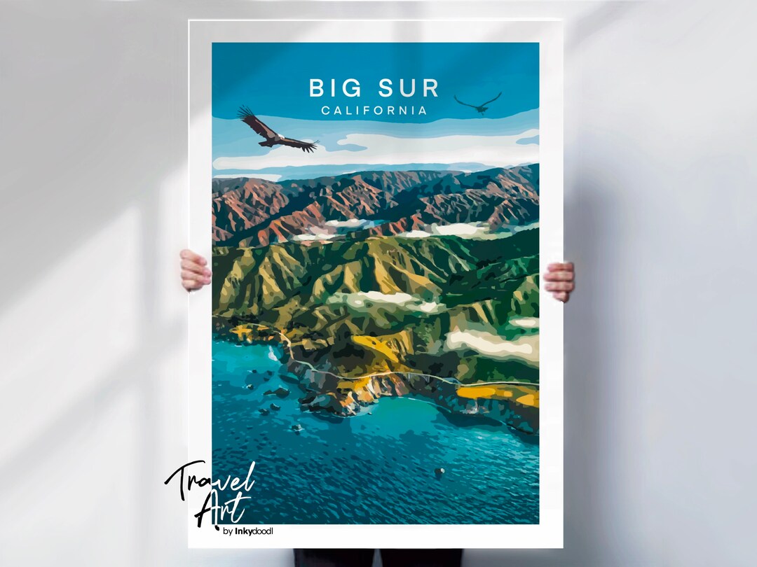 Big Sur Poster California Landscape Print for Travel and Home Dcor