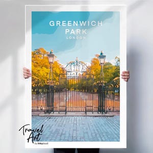 Greenwich Park London Travel Art Print: Minimalist Vector Poster