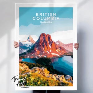 Canada Travel Poster - British Columbia Print for Wall Decor - Canada Landscape Art - Travel Prints