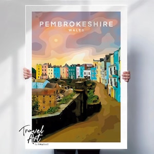 Wales travel Poster , Pembrokeshire Poster , Wales print , Pembrokeshire travel poster , Pembrokeshire print , special place gift