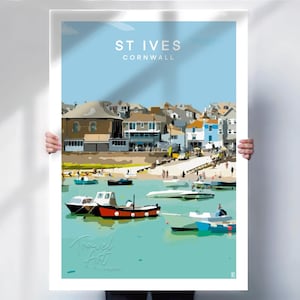 St Ives print , Cornwall travel Poster , St Ives wall art, left side , St Ives travel print , special place gift