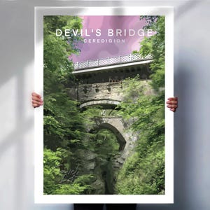 Devil's Bridge Wales Print: Vintage Travel Poster, Welsh Landmark Art