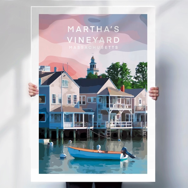 Affiche Martha's Vineyard, impression de voyage en Nouvelle-Angleterre, impression Martha's Vineyard, affiche de la Nouvelle-Angleterre, impression du Massachusetts, cadeau pour endroit spécial