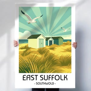 Southwold Beach Hut Print: Retro Suffolk Coastal Wall Art