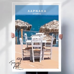 Cyprus Travel Poster - Larnaca Print - Wanderlust Gift for Travel Lovers