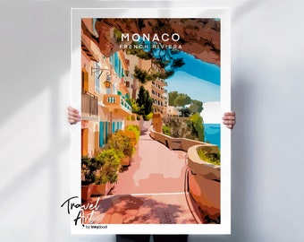 Monaco travel poster , Monaco travel print , French Riviera poster , French Riviera print , travel poster , special place gift