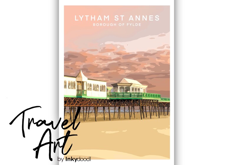 Lytham St Annes Poster , Travel Art Print Wall Hanging Home Decor Wall