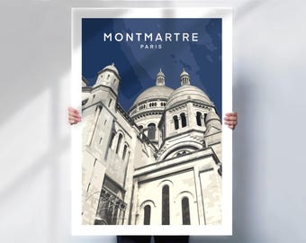 Montmartre Sacre Coeur, travel Print, Framed or Canvas, Paris France basilica wall art