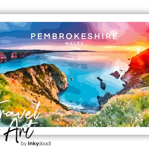 Pembrokeshire print , Wales print , Wales travel Poster , Pembrokeshire Poster , Pembrokeshire travel poster , special place gift