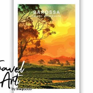South Australia travel print , Barossa art print  , Wine region print , Barossa  travel print , retro travel poster , wine lover gift