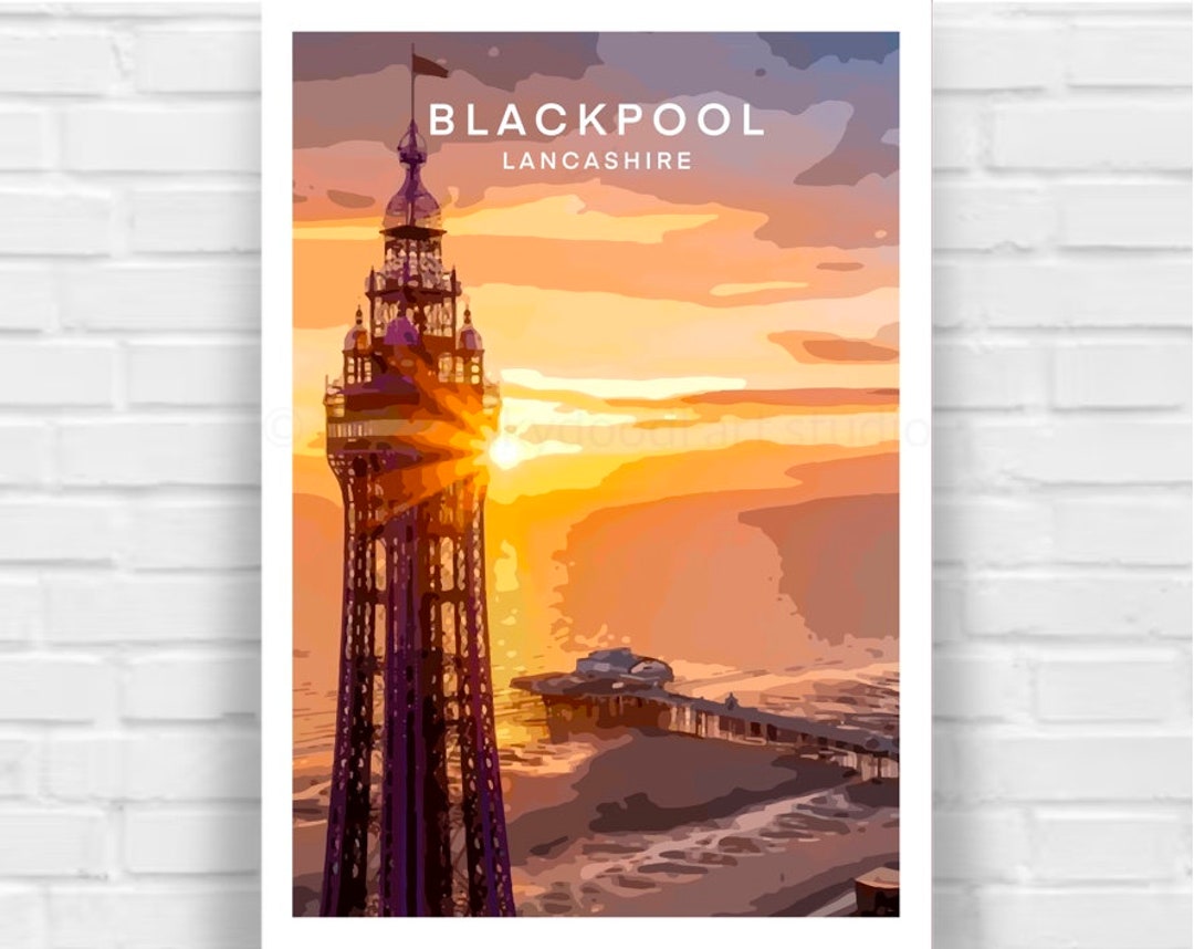 Blackpool Poster Blackpool Print Travel Art Poster Wall Etsy