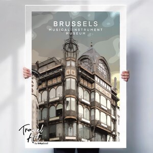 Brussels travel print , Musical instrument museum , Belgium poster , Art Nouveau wall art , Belgium travel poster , special place gift .