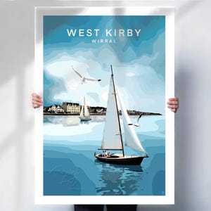 West Kirby print  , Wirral wall art ,  Sailing print ,  Yachting Travel poster