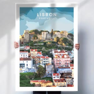 Portugal travel print , Lisbon travel Poster , St George’s castle, canvas or print option
