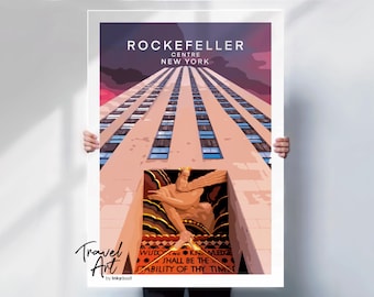 New York Poster , Rockefeller Centre Art Print Wall Hanging Home Decor Wall Décor Special place gift