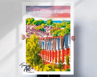 Crouch End, norte de Londres, lámina de viaje, enmarcada o en lienzo, arte urbano de la calle Inglaterra.