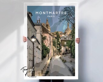Montmartre Sacre Coeur Paris, travel Print, Framed or Canvas, France basilica hilltop wall art