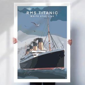 Titanic Print , Travel Art print , RMS Titanic poster , white star line poster