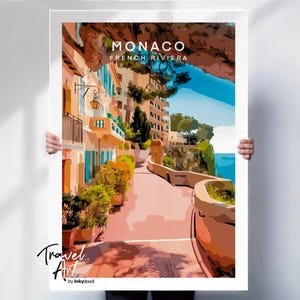 Monaco travel poster , Monaco travel print , French Riviera poster , French Riviera print , travel poster , special place gift