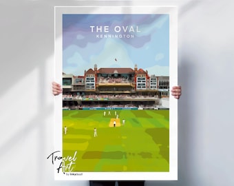 The Oval cricket ground print , cricket poster , Kennington , London , travel art poster print