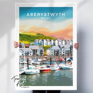 Aberystwyth Wales Travel Poster: Coastal Town Art Print