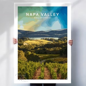 Napa Valley travel print , California art print  , Wine region print ,  California travel print , retro travel poster , wine lover gift